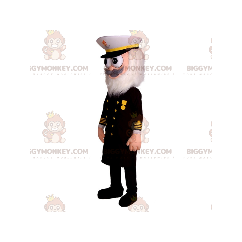 Captain BIGGYMONKEY™ mascottekostuum met uniform en witte baard