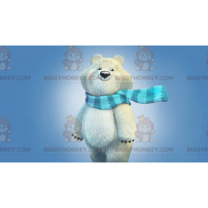 Isbjörn BIGGYMONKEY™ maskotdräkt med halsduk och mössa -