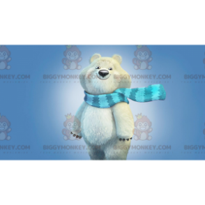 Traje de mascote de urso polar BIGGYMONKEY™ com cachecol e