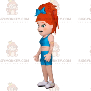 BIGGYMONKEY™ mascottekostuum gespierd meisje met rood haar in