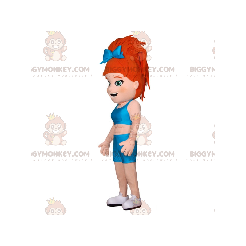 BIGGYMONKEY™ Mascot Costume Muscular Girl With Red Hair In