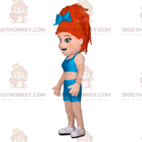 BIGGYMONKEY™ maskotkostume Muskuløs pige med rødt hår i