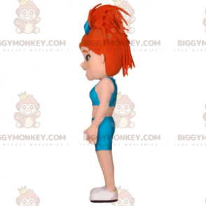 BIGGYMONKEY™ Mascot Costume Muscular Girl With Red Hair In