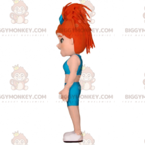 BIGGYMONKEY™ mascottekostuum gespierd meisje met rood haar in