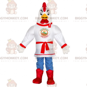 Disfraz de mascota White Rooster BIGGYMONKEY™ vestido con