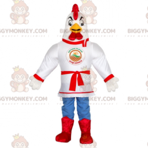 White Rooster BIGGYMONKEY™ Mascot Costume Dressed in Kimono.