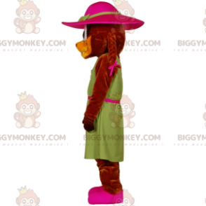 Beaver BIGGYMONKEY™ Mascot Costume Dressed in Dress with Hat -