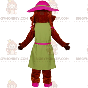 Beaver BIGGYMONKEY™ Mascot Costume Dressed in Dress with Hat -