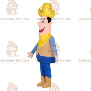 Farmer Cowboy BIGGYMONKEY™ maskottiasu hatulla ja bandanalla -