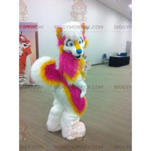 Disfraz de mascota BIGGYMONKEY™ de perro rosa amarillo y blanco