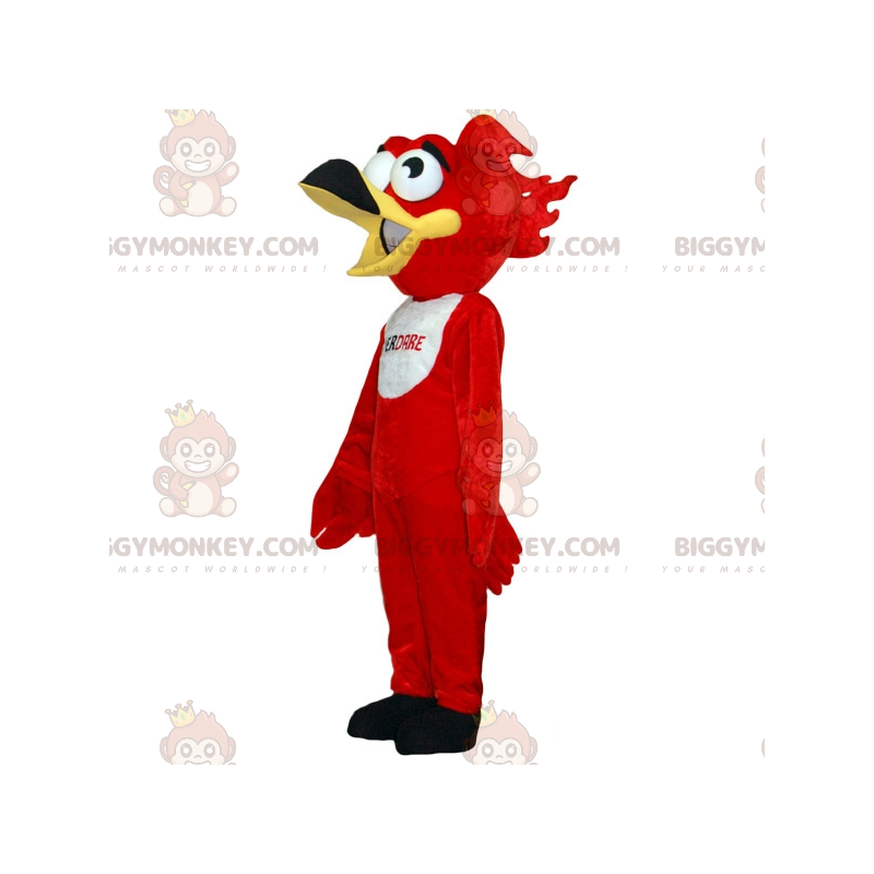 Costume da mascotte uccello BIGGYMONKEY™ rosso e bianco.