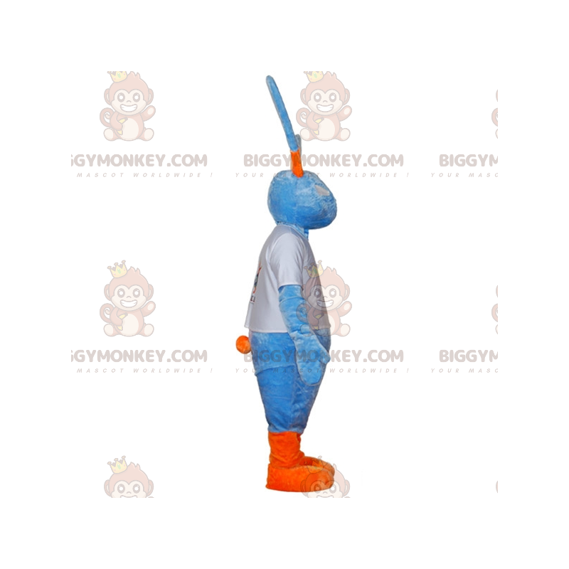 BIGGYMONKEY™ Mascot Costume Large Blue and Orange Bunny with