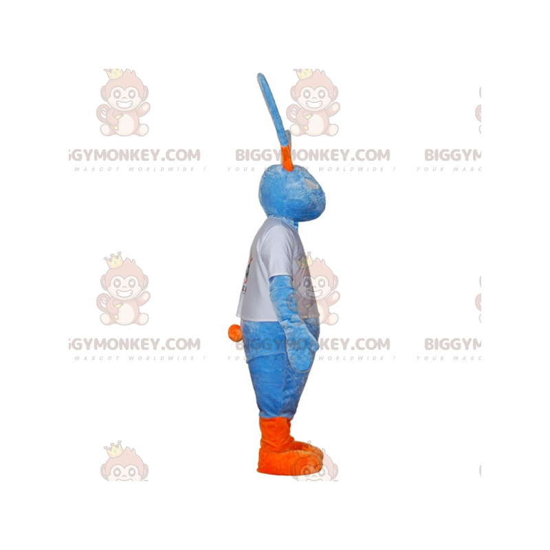 BIGGYMONKEY™ Maskotdräkt Stor blå och orange kanin med stora