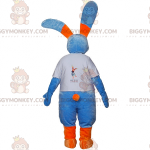 Costume de mascotte BIGGYMONKEY™ de grand lapin bleu et orange