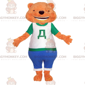 Orange Teddy BIGGYMONKEY™ maskotdräkt. Orange björn