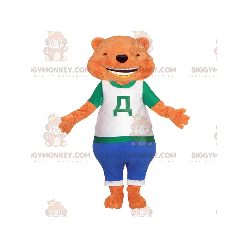 Orange Teddy BIGGYMONKEY™ maskotdräkt. Orange björn