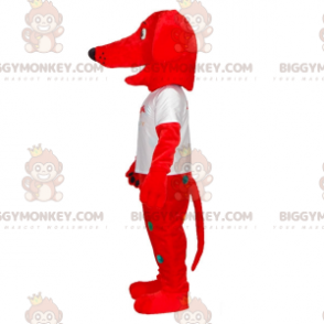 Disfraz de mascota Red Dog BIGGYMONKEY™ con lunares coloridos -