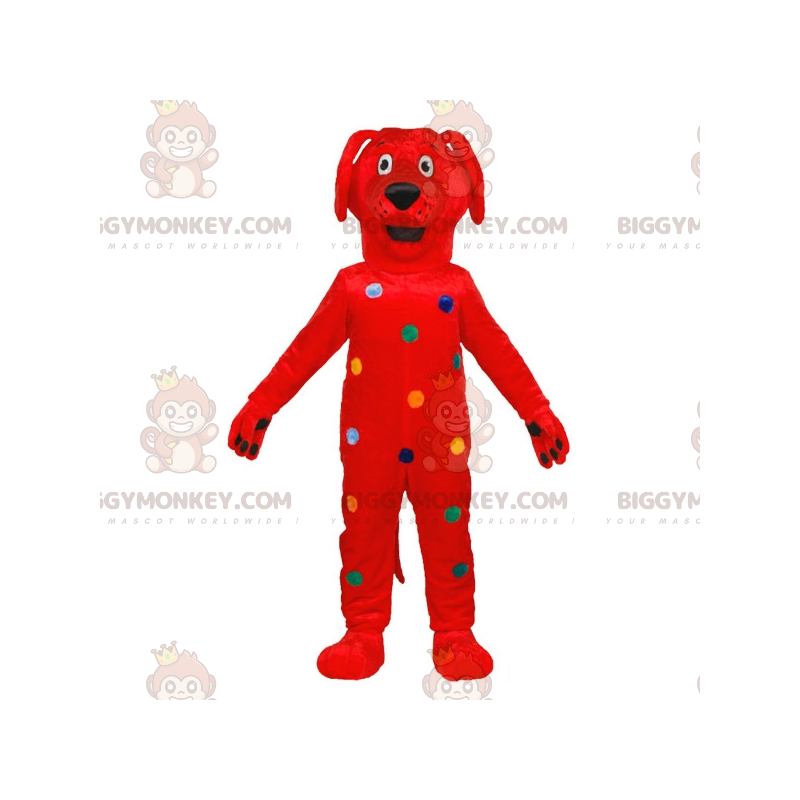 Costume da mascotte BIGGYMONKEY™ cane rosso con pois colorati -