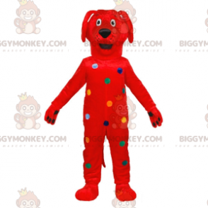 Red Dog BIGGYMONKEY™ Mascot Costume with Colorful Dots -