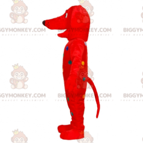 Costume da mascotte BIGGYMONKEY™ cane rosso con pois colorati -