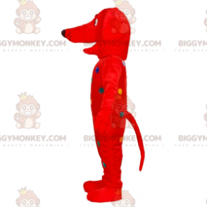 Costume de mascotte BIGGYMONKEY™ de chien rouge avec des pois