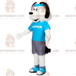 BIGGYMONKEY™ Maskotdräkt Vit och svart hund i sportkläder med