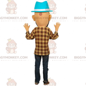 Bearded Man BIGGYMONKEY™ Mascot Costume with Glasses and Hat -