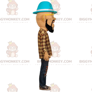 Bearded Man BIGGYMONKEY™ mascottekostuum met bril en hoed -