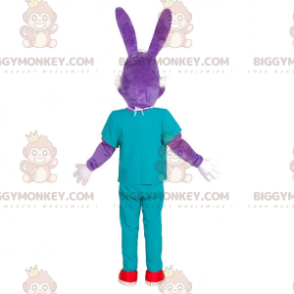 Purple Bunny BIGGYMONKEY™ Mascot Costume in Surgeon Outfit. -