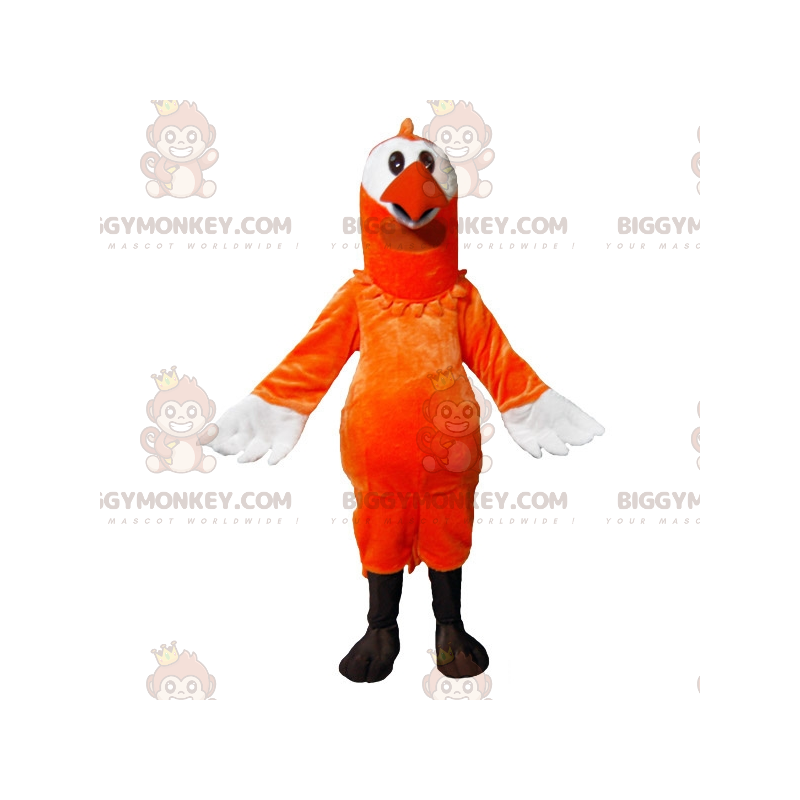 Costume da mascotte BIGGYMONKEY™ uccello arancione e bianco -