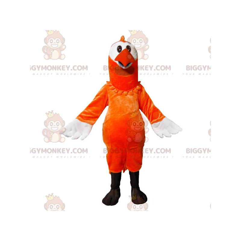 Orange-weißer Vogel BIGGYMONKEY™ Maskottchen-Kostüm -