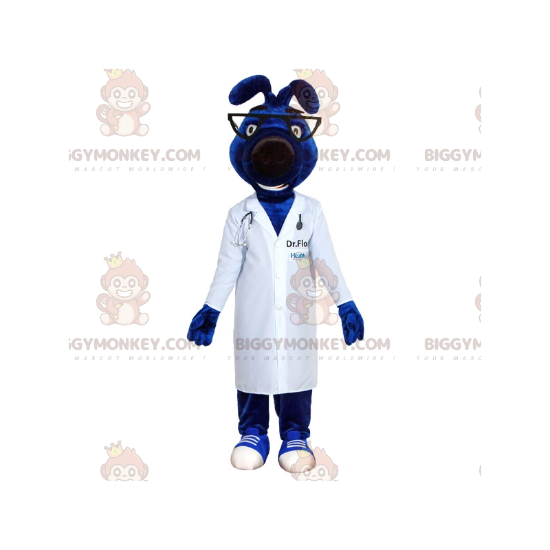 Κοστούμι μασκότ Blue Dog BIGGYMONKEY™ με παλτό γιατρού -