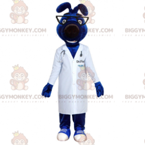 Blå hund BIGGYMONKEY™ maskotdräkt med doktorsrock - BiggyMonkey