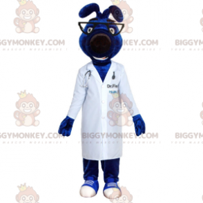 Costume da mascotte cane BIGGYMONKEY™ blu con camice da dottore
