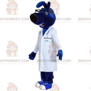 Blå hund BIGGYMONKEY™ maskotdräkt med doktorsrock - BiggyMonkey