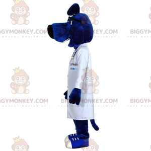 Blauer Hund BIGGYMONKEY™ Maskottchen-Kostüm mit Arztkittel -