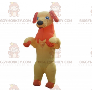 Costume de mascotte BIGGYMONKEY™ de chien jaune et orange qui