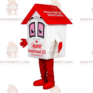 Kæmpe hvid og rød BIGGYMONKEY™ maskotkostume. Hut BIGGYMONKEY™