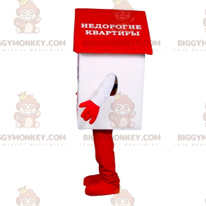 Kæmpe hvid og rød BIGGYMONKEY™ maskotkostume. Hut BIGGYMONKEY™
