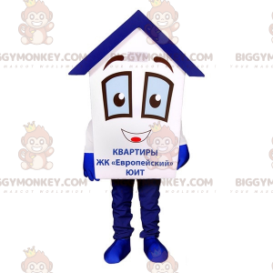 Costume de mascotte BIGGYMONKEY™ de maison blanche et bleue