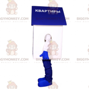 Costume de mascotte BIGGYMONKEY™ de maison blanche et bleue