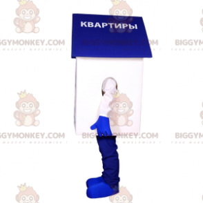 Meget sød og sjov hvid og blå hus BIGGYMONKEY™ maskot kostume -