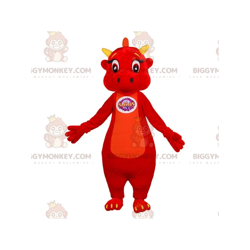 Costume de mascotte BIGGYMONKEY™ de dragon rouge et jaune