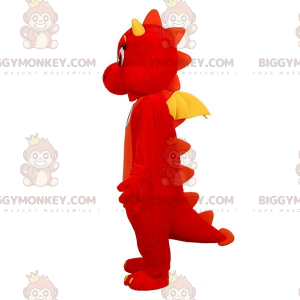 Traje de mascote BIGGYMONKEY™ de dragão vermelho e amarelo fofo