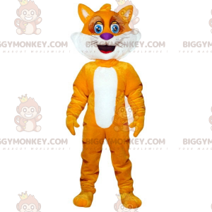 Costume de mascotte BIGGYMONKEY™ de chat orange et jaune.