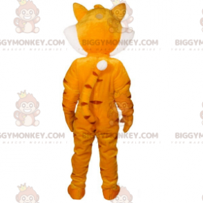 Costume de mascotte BIGGYMONKEY™ de chat orange et jaune.