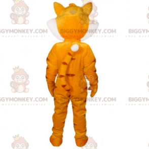 Traje de mascote de gato laranja e amarelo BIGGYMONKEY™. Traje