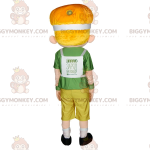 Blue Eyed Blond Boy BIGGYMONKEY™ maskotkostume klædt i grønt -