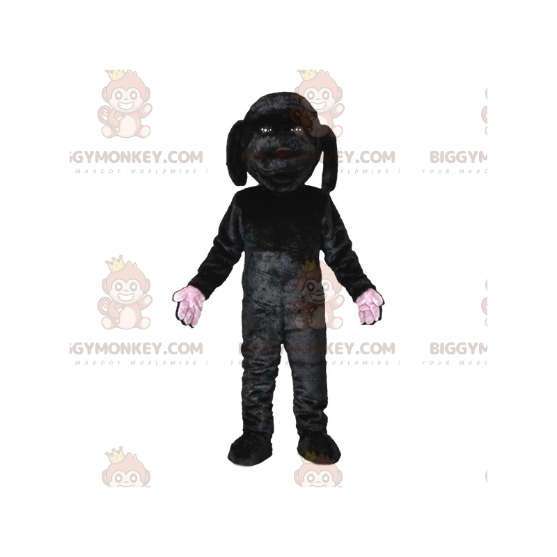 Μαλακή και χαριτωμένη στολή μασκότ BIGGYMONKEY™ μαύρου σκύλου.