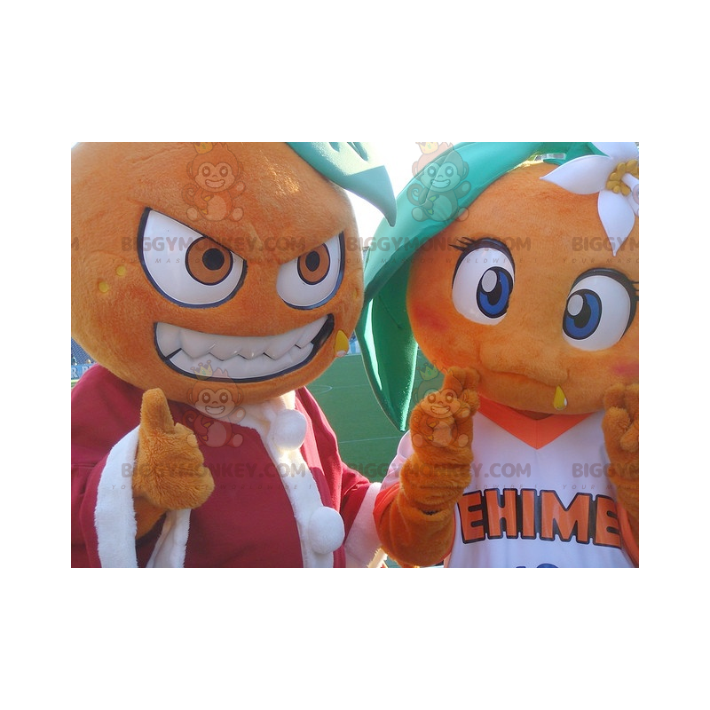 2 gigantiska orange BIGGYMONKEY™s maskot - BiggyMonkey maskot